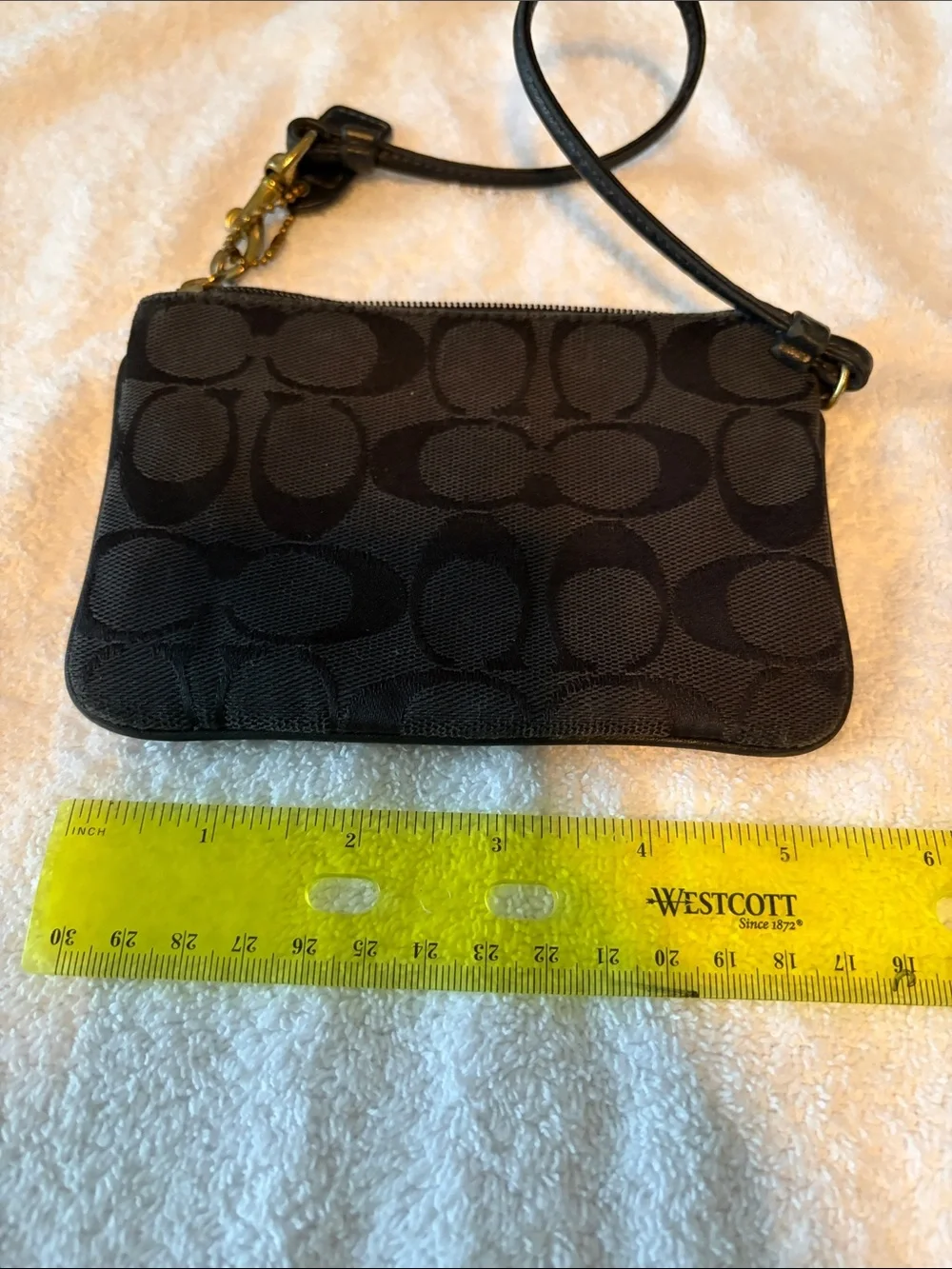 Coach Black Signature Wristlet Pouch with Wrist Strap